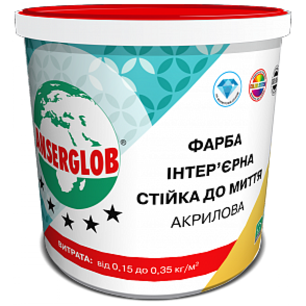 Фарба інтер'єрна стійка до миття акрилова ANSERGLOB, 14 кг Біла
