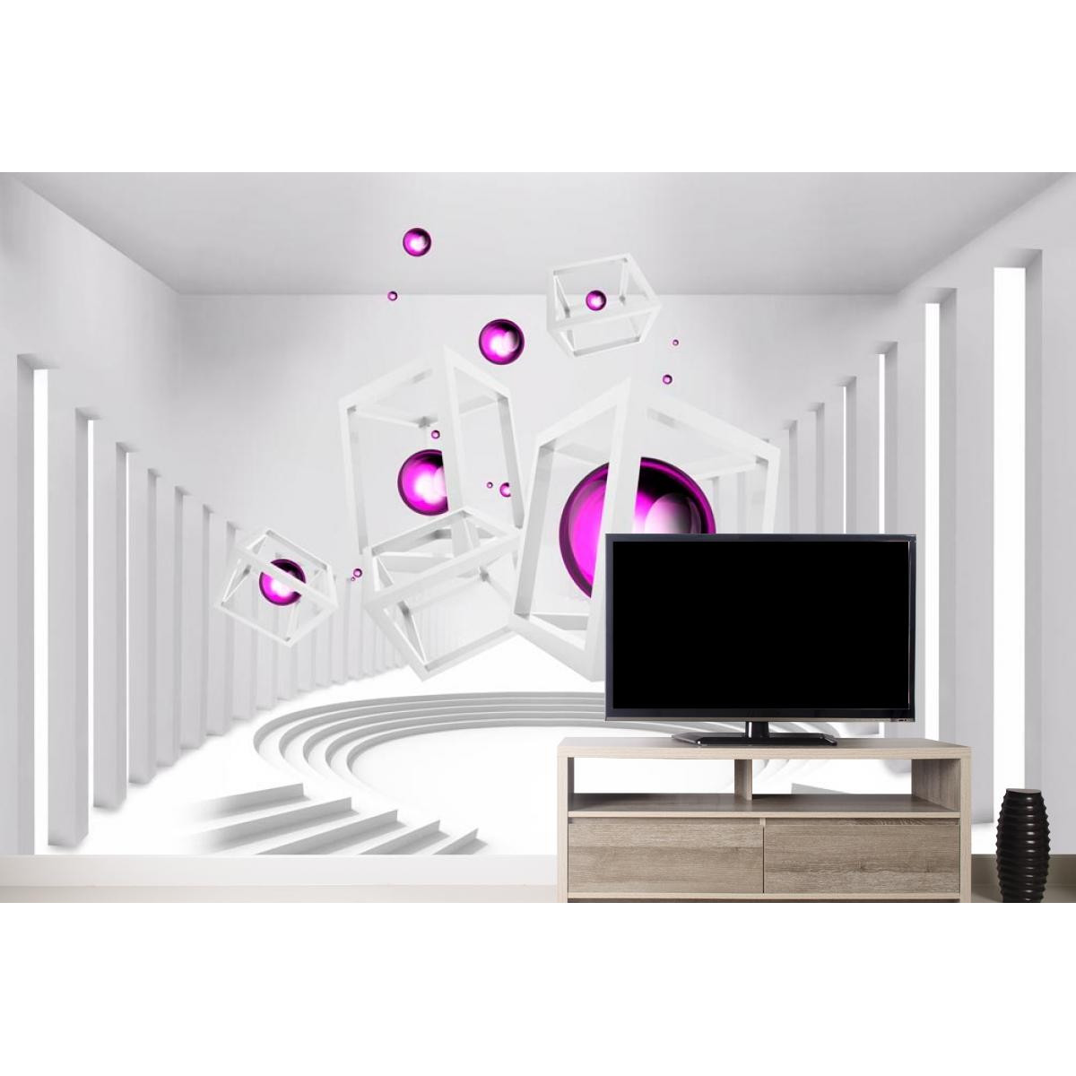 Фотообои 3Д белая комната с кубами и шарами