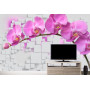 Фотообои 3Д белые пазлы, розовая орхидея