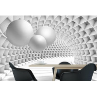 Фотошпалери 3Д білий тунель із кулями