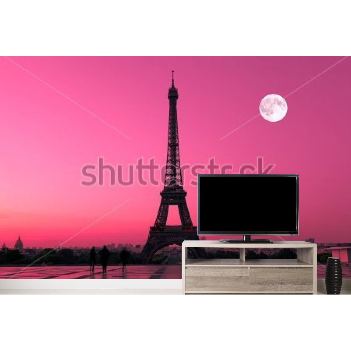Фотообои Париж на розовом фоне