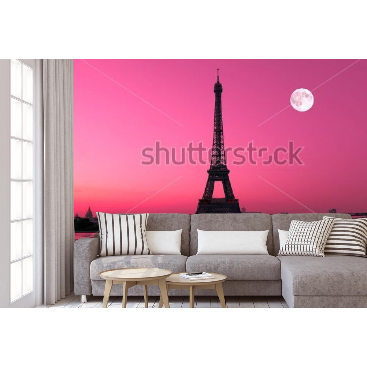 Фотообои Париж на розовом фоне