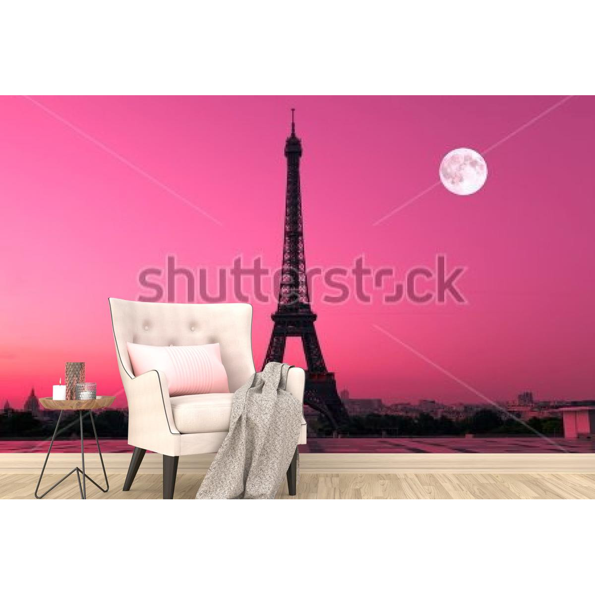 Фотообои Париж на розовом фоне