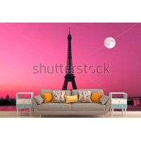 Фотообои Париж на розовом фоне