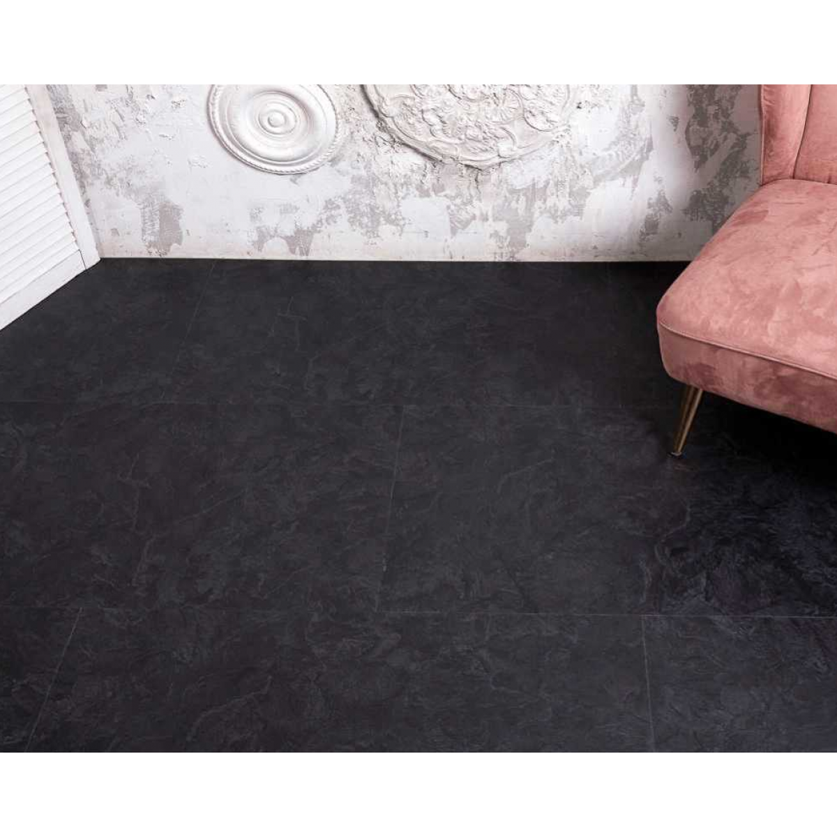 Виниловый ламинат Ceramo VINILAM 2,5 мм Сланцевый Черный 61607