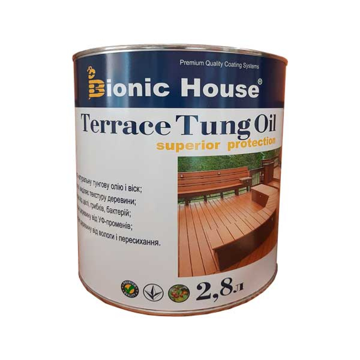 Тунговое масло для террас Bionic House Terrace Tung Oil Superior Protection, 1 л 