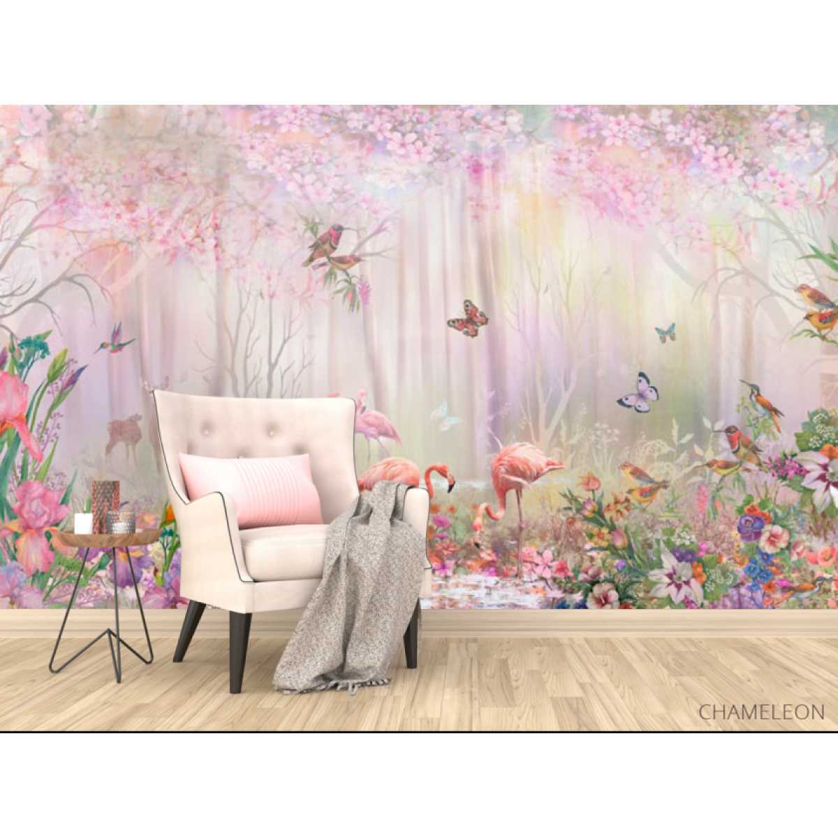 Фотообои Фламинго в сказачном лесу