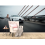 Фотообои роскошная белая машина на мосту