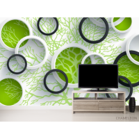 Фотообои Зеленые круги и дерево с ветвями