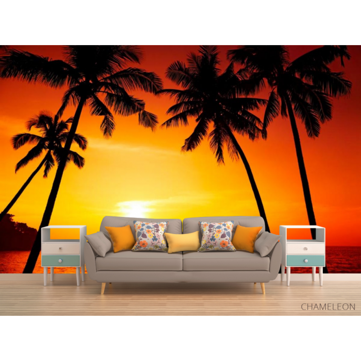 Фотообои Закат солнца, пальмы