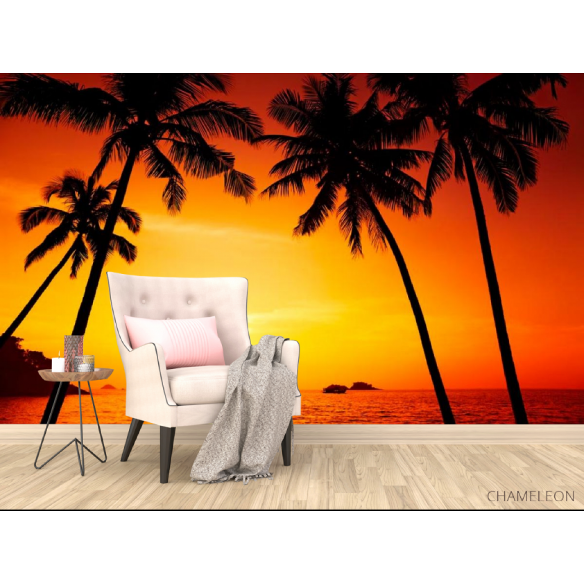 Фотообои Закат солнца, пальмы