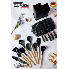 Набор кухонных принадлежностей на 19 предметов, аксессуары силиконовые, пластиковые ZP-107 Черный